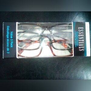 Essentials 3-Pack Reading Glasses Set in Black and Tortoiseshell